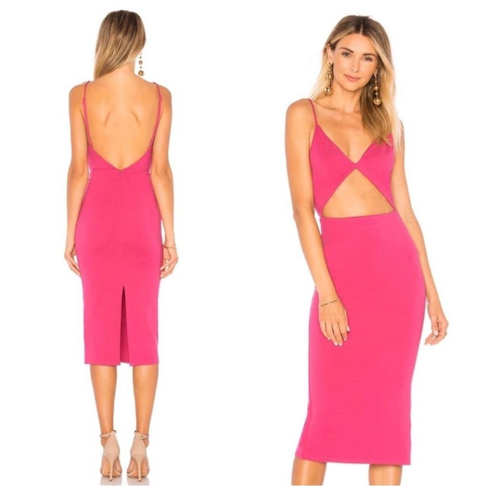 $178 LOVERS + FRIENDS Revolve Paxton Midi Dress Cutout Back Slit Size M